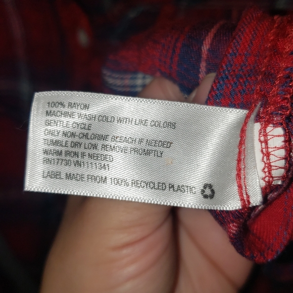 Mossimo Supply Co. Red and Blue Plaid Flannel Shirt - Picture 3 of 8